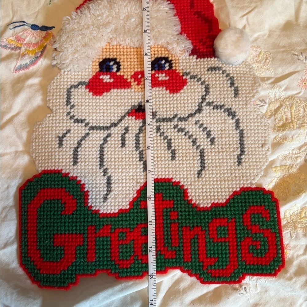 Vintage Festive Santa Cross Stitch Decor - Picture 4 of 5